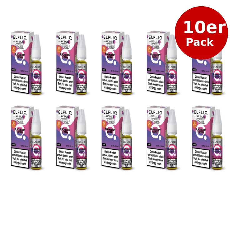 10er Pack E-Liquid Nikotinsalz ELFBAR Elfliq Blackberry Cherry 10mg