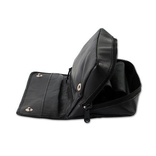 Tabakbeutel mit Pfeifentasche für zwei Pfeifen aus Nappaleder in schwarz 56134