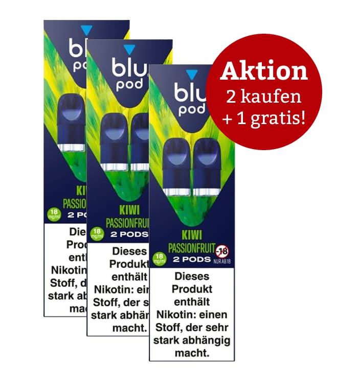 Aktion: 2 x kaufen, 3 erhalten E-Liquidpod BLU POD Kiwi Passionfruit 18mg 2 Pods