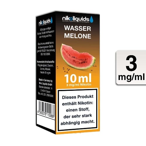 E-Liquid Nikoliquids Wassermelone 3 mg/ml Flasche 10 ml E-Liquid Nikoliquids Wassermelone 3 mg/ml Flasche 10 ml