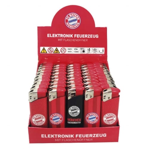Einwegfeuerzeug Piezo CR FC Bayern mit Flaschenoeffner Steller 50 Stueck 37878