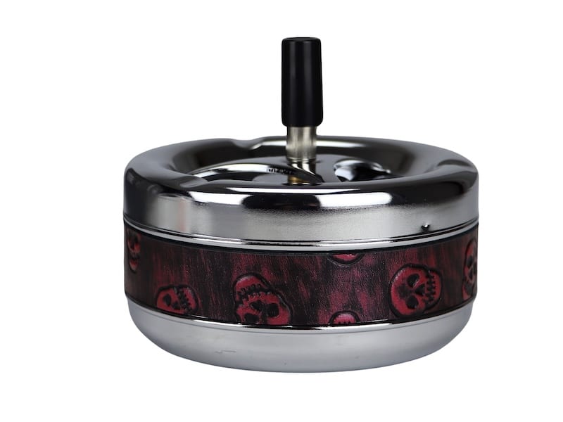 Drehascher chrom/rot "Skull"  13cm Kunststoffband/Haptik 502803