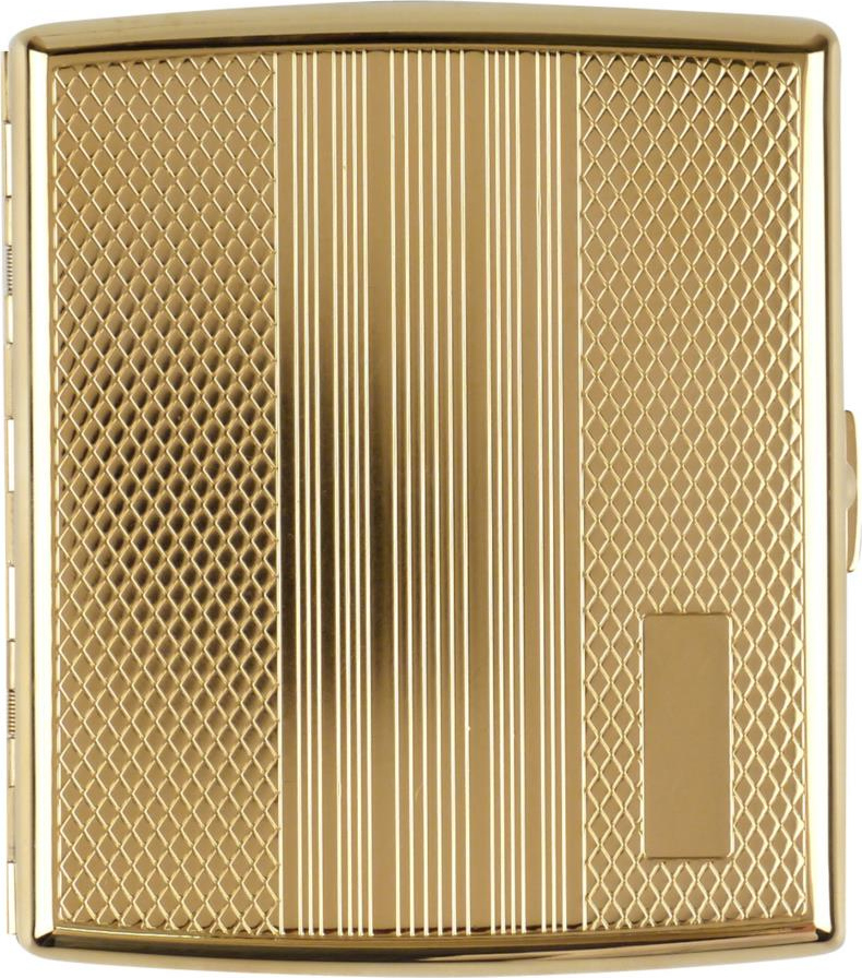 Zigarettenetui Met. Streifen/Rauten goldin m.Gravurfeld 20er 600914