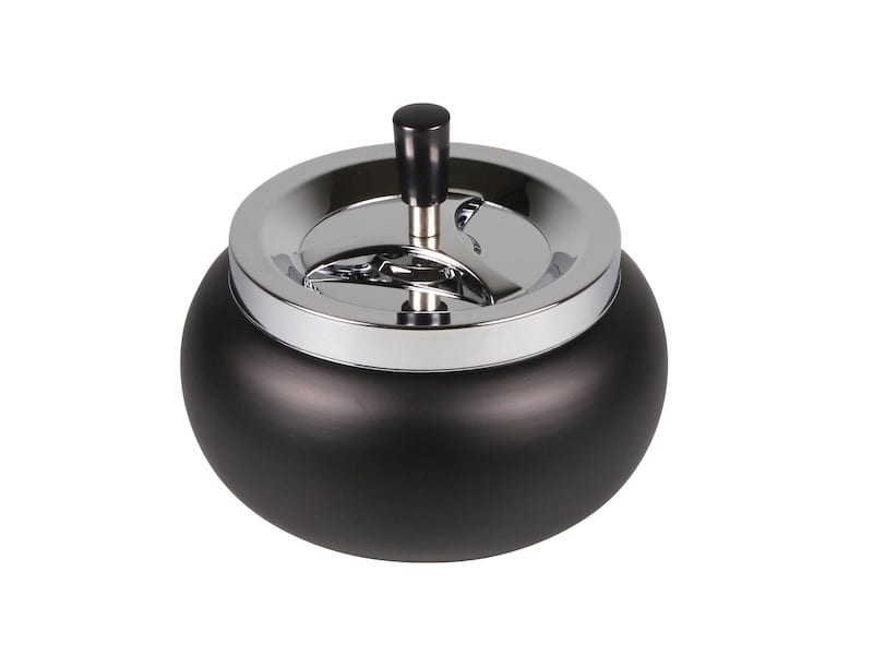 Schleuderascher Jumbo rund bauchig chrom/schwarz matt 17cm 504841