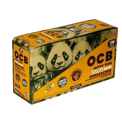 OCB Bamboo Aktivkohlefilter Extra Slim 6mm – Ungebleicht, Display 500 Stück (10×50) SW16378