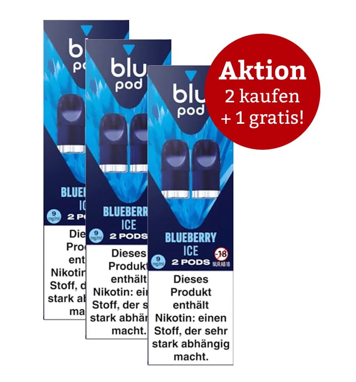 Aktion: 2 x kaufen, 3 erhalten E-Liquidpod BLU POD BLUEBERRY ICE 9mg 2 Pods