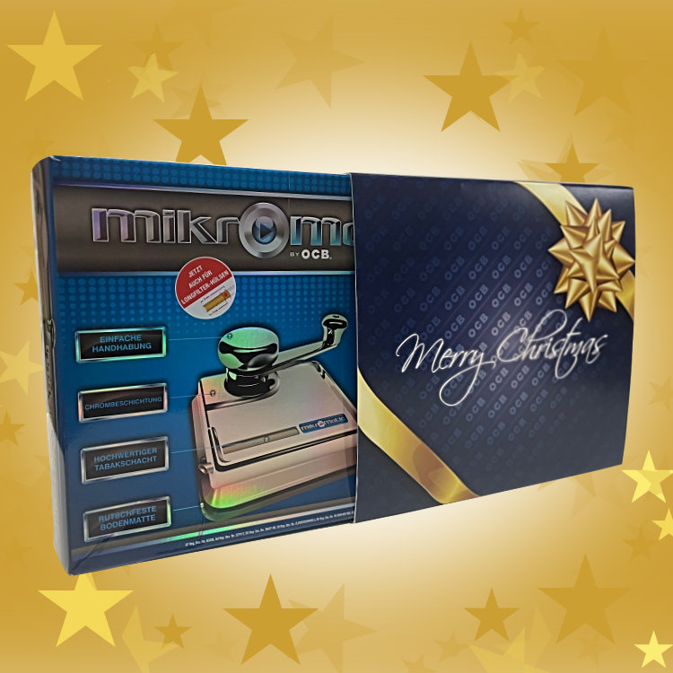 OCB Mikromatic Duo Zigarettenstopfmaschine Silber – Premium Geschenkset im Weihnachtskarton SW112595