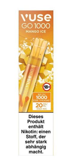 Einweg eZigarette Vuse GO Mango ICE 20mg bis zu 1000 Puffs 40046
