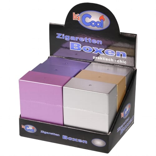 Zigarettenbox Kunststoff 30er ohne Steg metallic bunt sortiert 34300