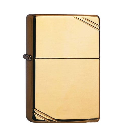 Feuerzeug Zippo Vintage Streifen aus Messing poliert in gold glänzend gemustert 42225