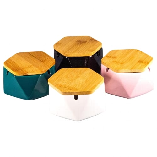 Windascher Keramik mit Bambusdeckel farbig sortiert 35666