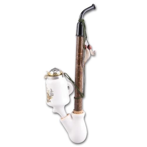 Gesteckpfeife Porzellankopf Jagdmotiv sortiert Weichselholzrohr 30cm 33519