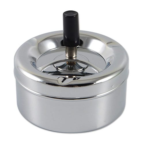 Schleuderaschenbecher aus Chrom satiniert poliert in silber matt silbermetallic 11 cm Durchmesser 60184