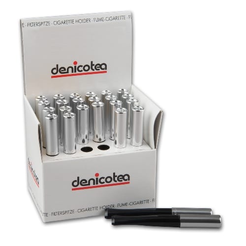 Zigarettenspitze DENICOTEA mit Auswerfer silber 24 Stueck 86216