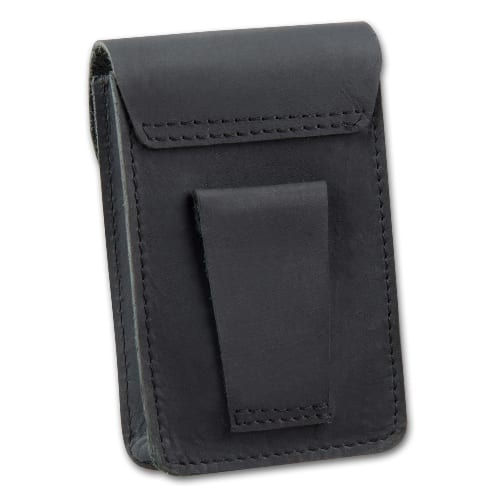 Zigarettenbox 20er aus Leder in schwarz mit Feuerzeugköcher Gürtellasche 86628