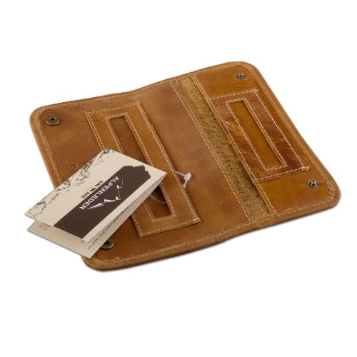 Feinschnitt-Tasche Leder brandy 16 x 9 cm 32787