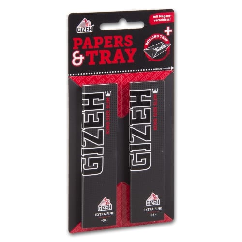 GIZEH Black King Size Slim Blisterkarte 25x68 + Rolling Tray 41400