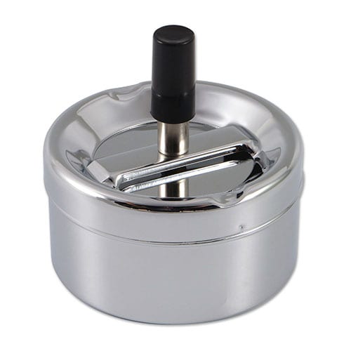 Schleuderaschenbecher aus Chrom satiniert poliert in silber matt silbermetallic  9 cm Durchmesser 60054