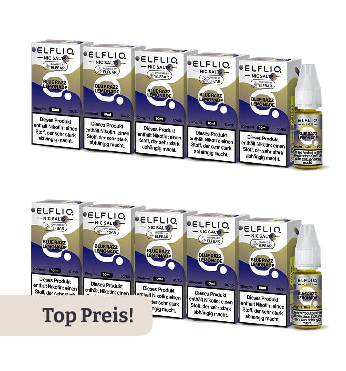 10er Pack E-Liquid Nikotinsalz ELFBAR Elfliq Blue Razz Lemonade 20mg 4354