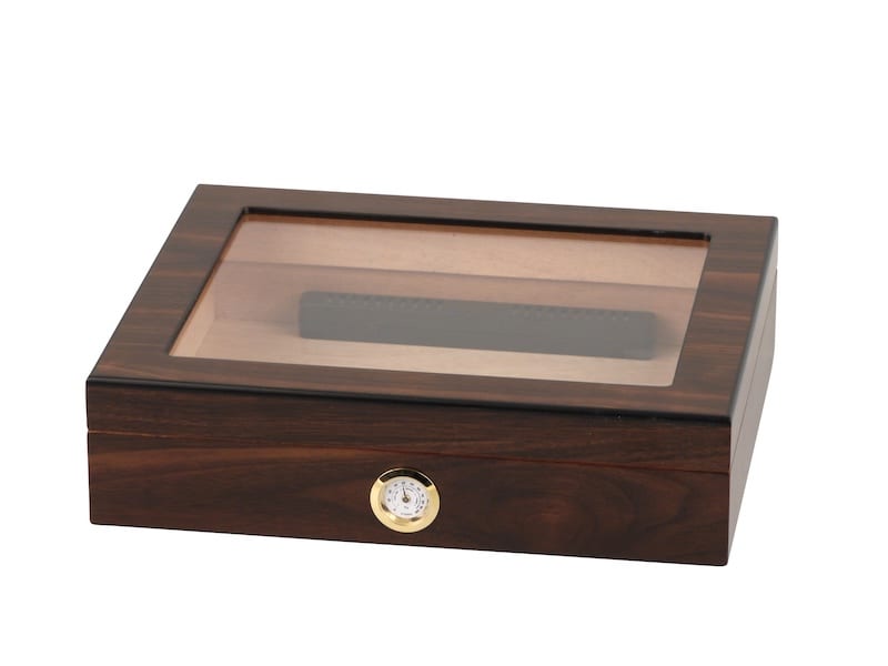 Humidor Walnut Finish Glasdeckel fuer ca. 20 Zigarren 561077