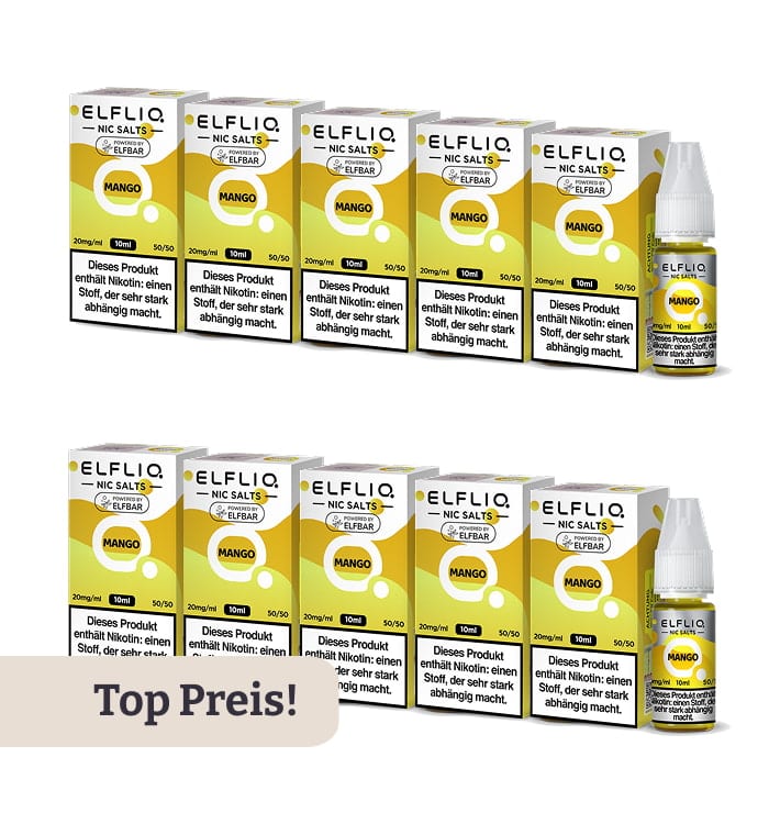 10er Pack E-Liquid Nikotinsalz ELFBAR Elfliq Mango 20mg 43631