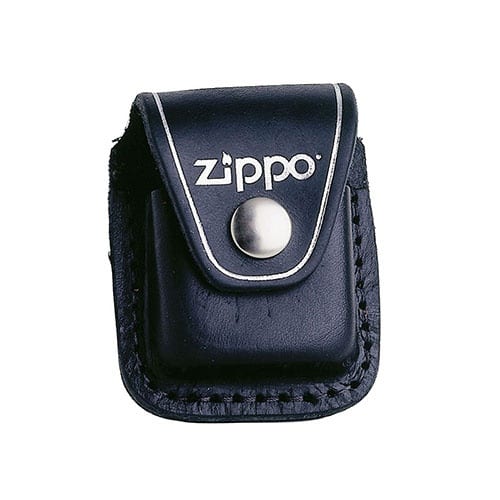 Feuerzeugtasche Zippo aus Leder bedruckt in schwarz mit Gürtelclip 79045