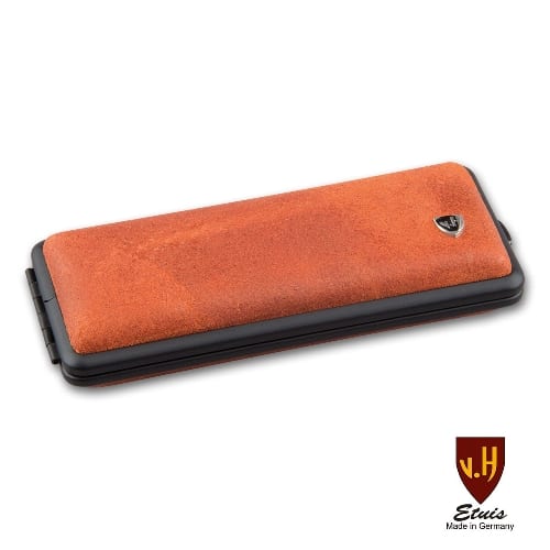 Zigarettenetui Leder VH 8er rot-braun 100mm Rahmen schwarz mit Gummizu 88358