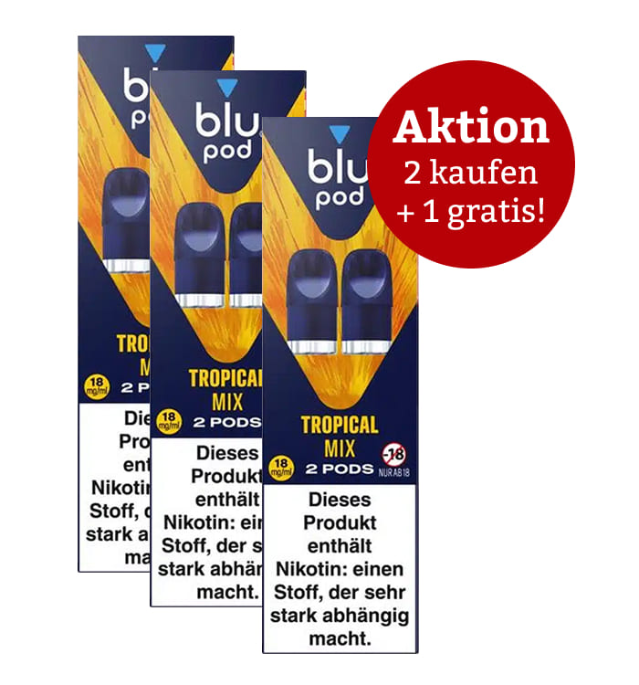 Aktion: 2 x kaufen, 3 erhalten E-Liquidpod BLU POD Tropical Mix 18mg 2 Pods