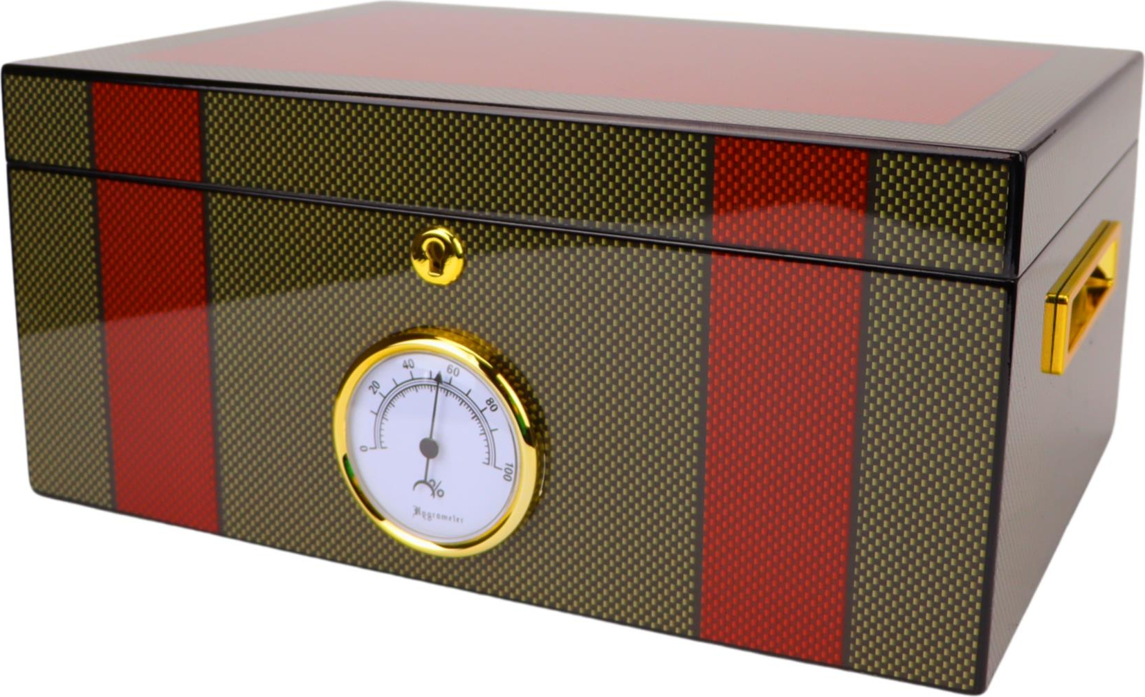 Humidor carbonfinish grün/orange glänzend, ca.30-40 Zigarren 563113