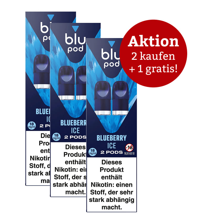 Aktion: 2 x kaufen, 3 erhalten E-Liquidpod BLU POD Blueberry Ice 18mg 2 Pods