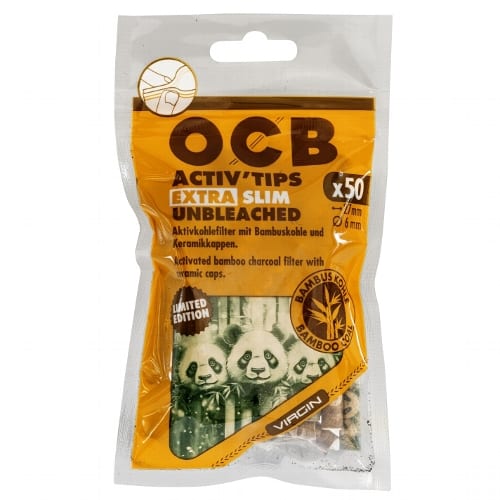 OCB Bamboo Aktivkohlefilter Extra Slim 6mm – Ungebleicht, Display 500 Stück (10×50) SW16378
