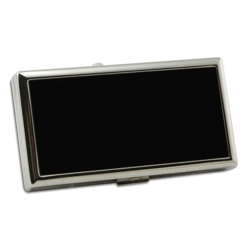 Zigarettenetui Pearl 12er 100 mm mit Innenclip aus Metall Lack in schwarz silber glänzend 78833