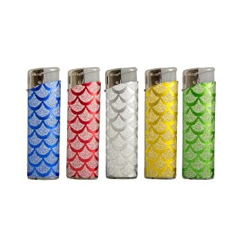 Einwegfeuerzeug Piezo TOBALIQ Fish Skin Glitter Steller mit 50 Stück 65296