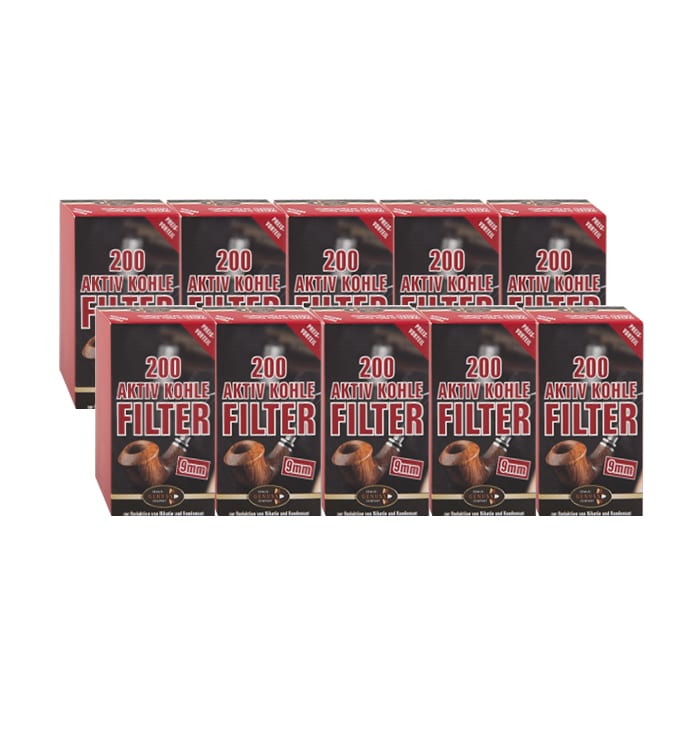10 x Pfeifenfilter Ermuri Aktivkohle 9 mm à 200 Filter SW14907