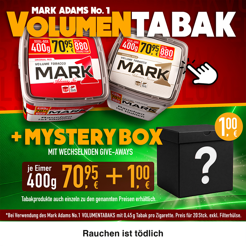 Mark Adams No. 1 / Mark1 RED Volumentabak 400g XXXL + MYSTERY BOX