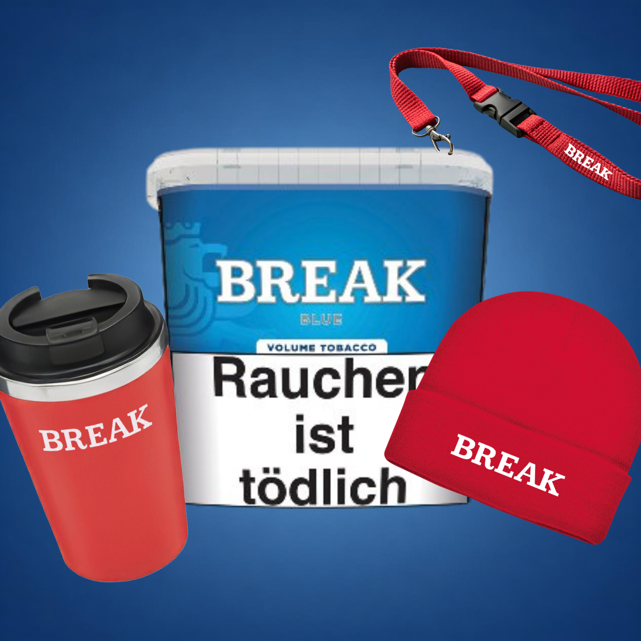 BREAK Selected Box Blue Titan 300 g + Schlüsselband + Kaffeebecher + Beanie