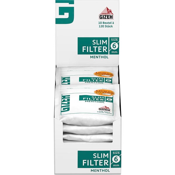10 Beutel à 120 Filter Display Zigarettenfilter Gizeh Slim Menthol SW12173