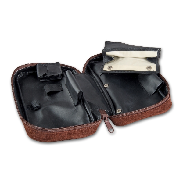 Pfeifentasche 2er Wildleder braun  22x6x12,5 5584