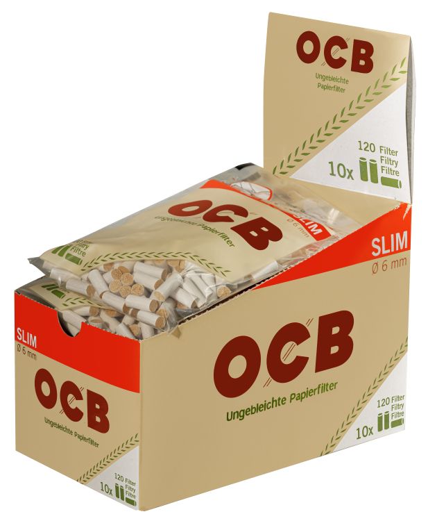 10 Beutel à 120 Filter Zigarettenfilter OCB Organic Slim