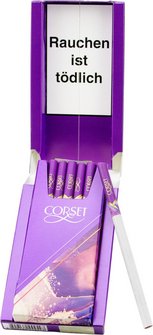 corset lilac cigarettes Box of superslim on a pink background Stock Photo CORSET Zigaretten Mauve Slim (10x20)