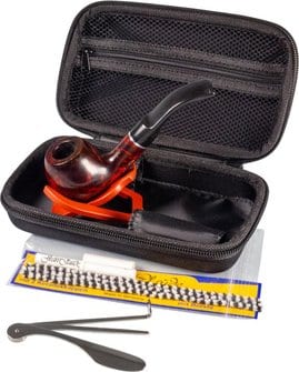 Pfeifen-Einsteigerset in Hartbox schwarz, Pfeife glatt/Acryl 409444