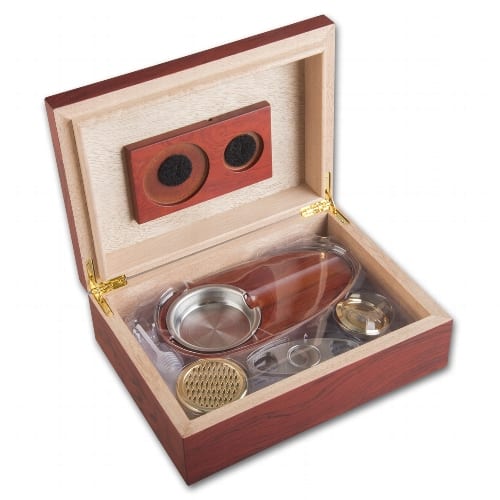 Humidor Set rot mit Ascher und Cigarrenabschneider 37333