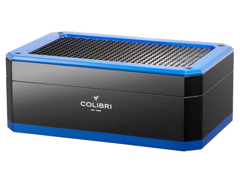 COLIBRI Humidor "Rally" schwarz/blau fuer ca. 100 Zigarren 563475