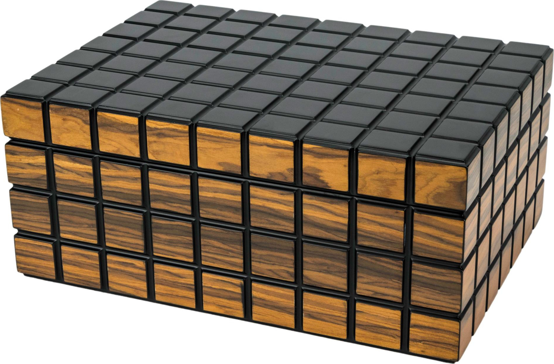 PASSATORE Humidor "Rippen" schwarz/Makassar matt, 30-40 Zig. 563073