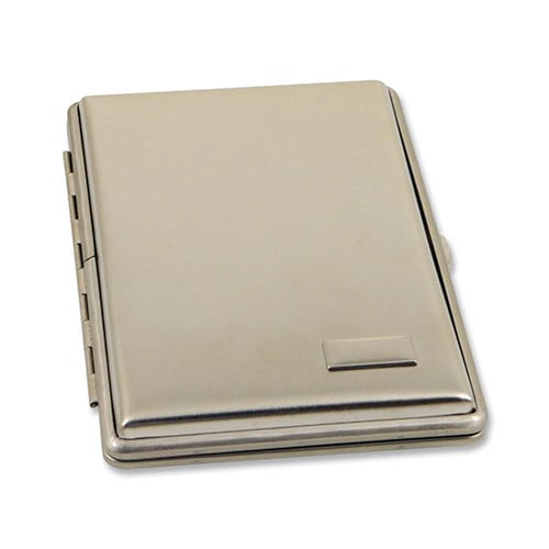 Zigarrenetui 5er aus Metall satiniert in silber matt mit Gravurfeld 54564