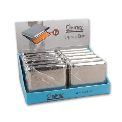 Zigarettenetui Metall 1er CHAMP chrom Muster sort KS Gummizug 86508