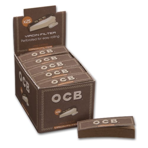 OCB Filter Tips Unbleached Display 25×50 Heftchen á 50 Filtertips SW15804