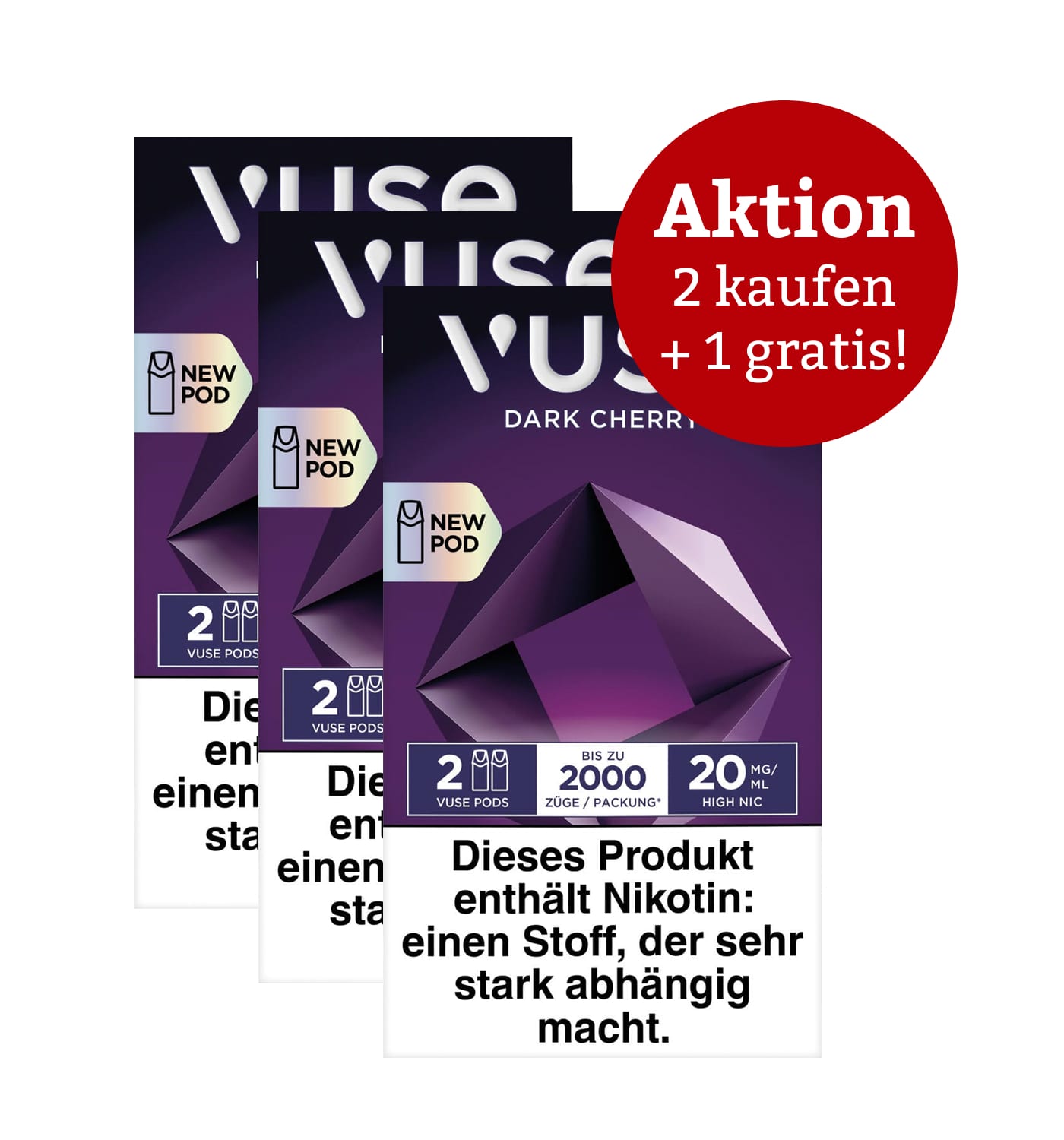 VUSE Pro Pods Dark Cherry 20 mg – Aktion: 2 x kaufen, 3 erhalten SW17038