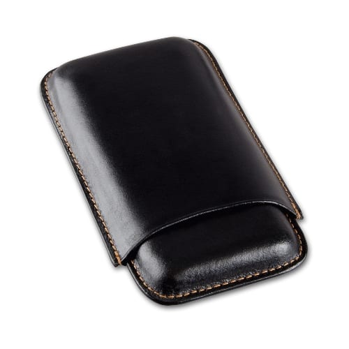 Zigarrenetui 3er Leder schwarz Robusto 15 x 9 cm 98196