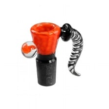 Bong Glaskunstkopf BLACK LEAF Punkte orange Schliff 18,8 mm 17mm 37075